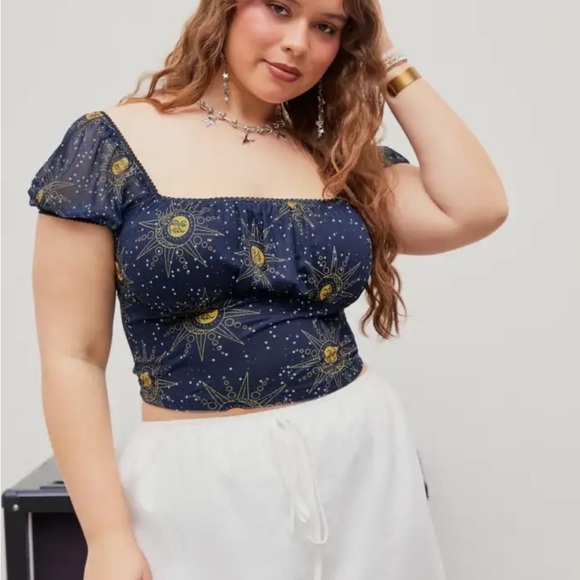 Cider Tops - Navy Blue Star Print Women's Top CIDER 2xl